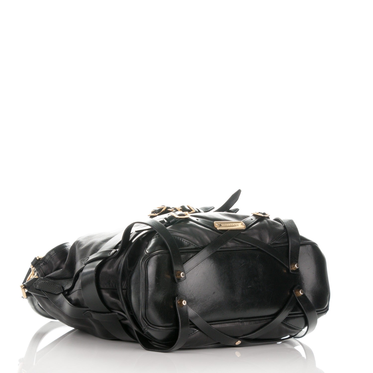 Burberry Soft Lambskin Bridle Calfskin Medium Gosford Hobo Black 4 of 6