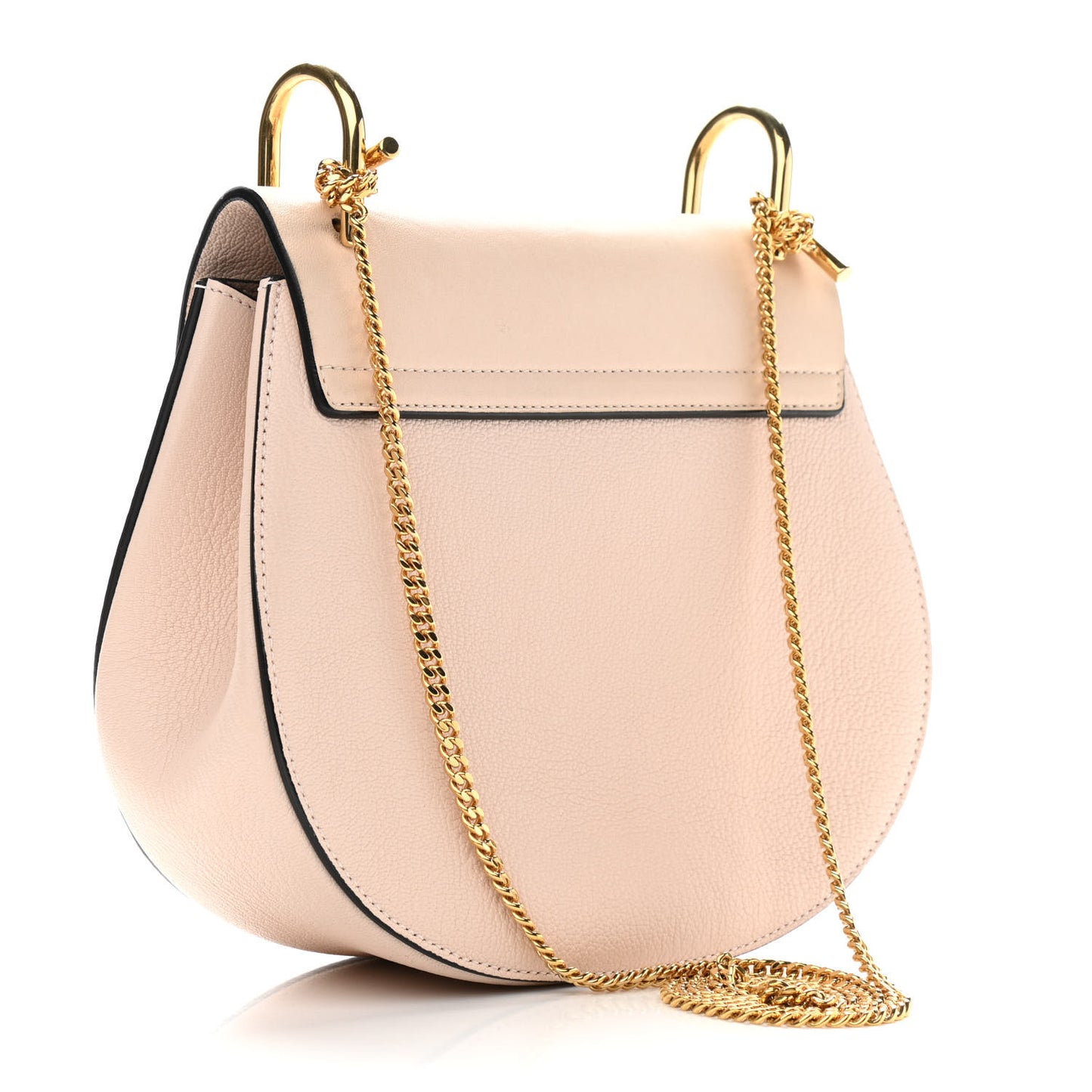 Grained Calfskin Lambskin Drew Shoulder Bag Biscotti Beige