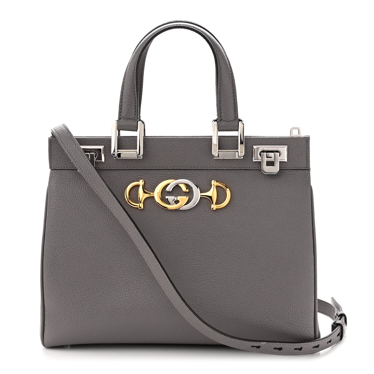 Gucci Grainy Calfskin Small Zumi Top Handle Bag Dusty Grey 1 of 10