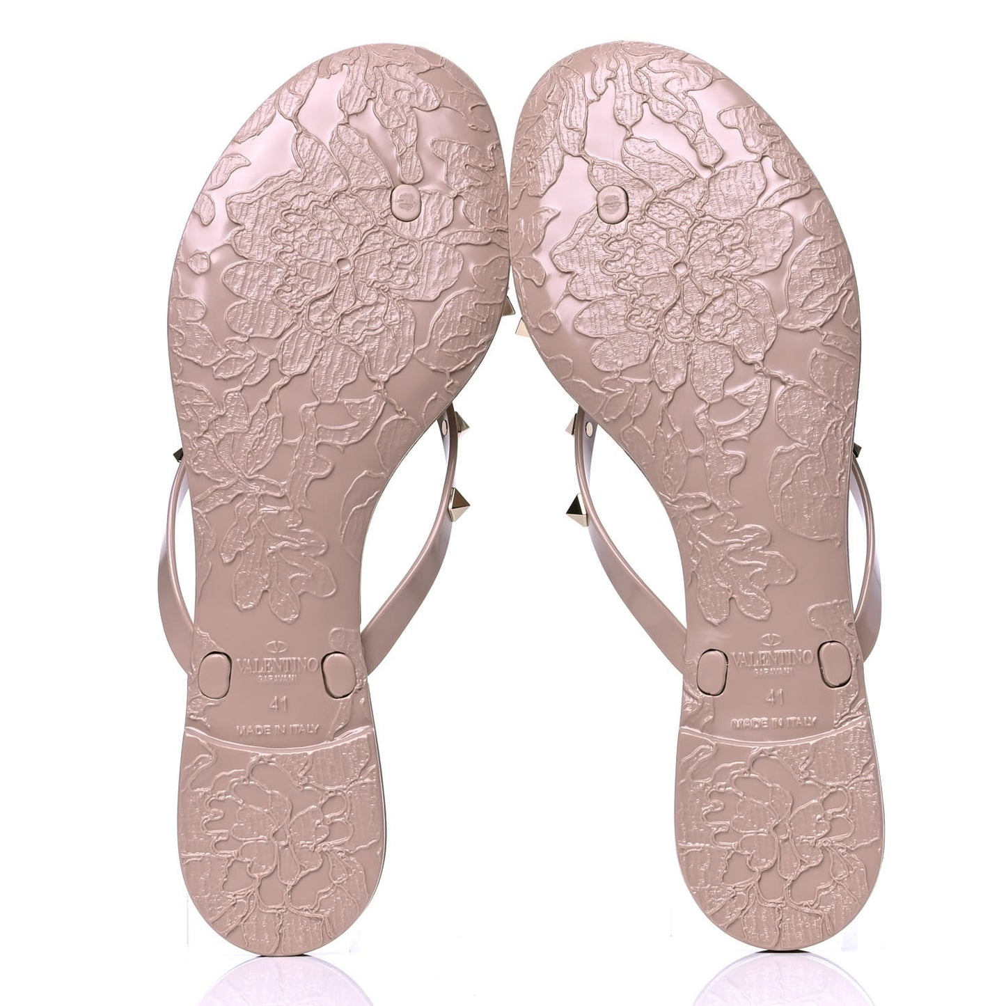 PVC Jelly Rockstud Bow Thong Sandals 41 Poudre
