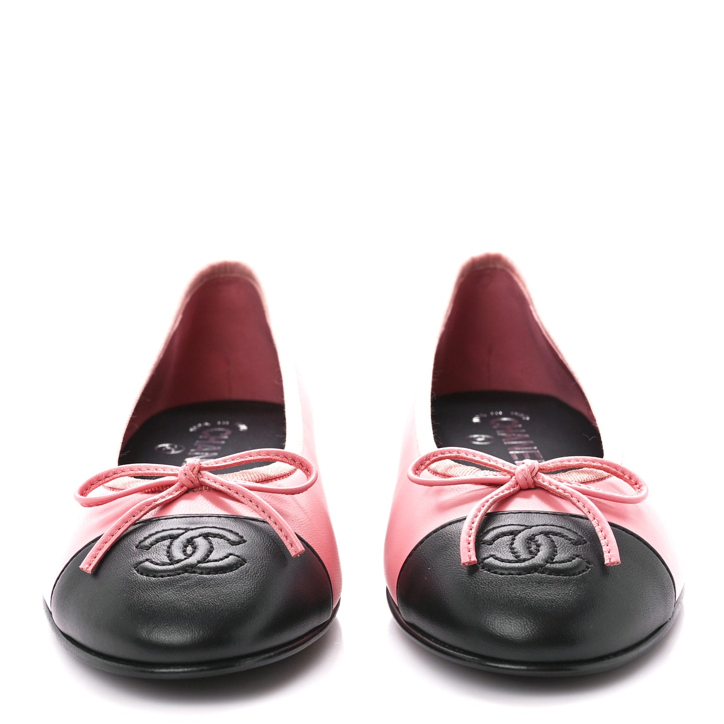 Lambskin Cap Toe CC Ballerina Flats 38 Coral Black