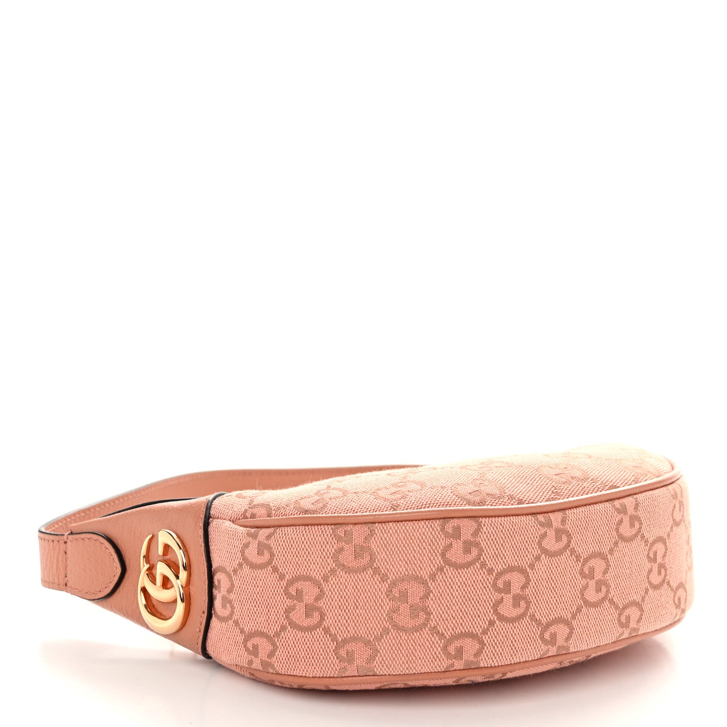 Gucci GG Supreme Monogram Textured Calfskin Web Mini Ophidia Half Moon Hobo Rose Pink 4 of 10