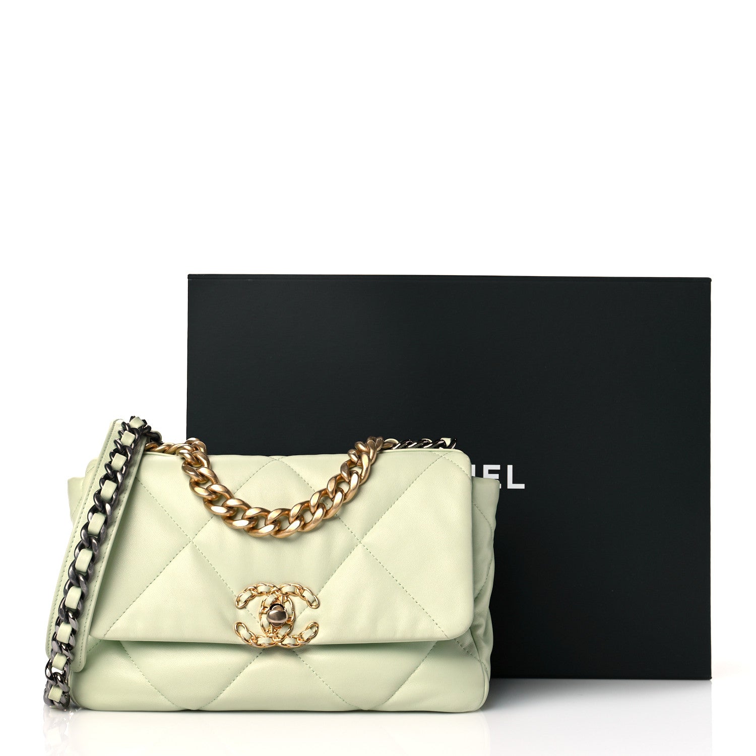 Chanel Lambskin Quilted Medium Chanel 19 Flap Light Green 11 of 11
