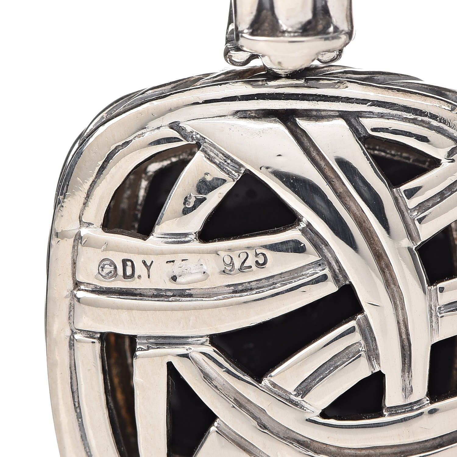 David Yurman Sterling Silver Diamond Black Onyx 14mm Albion Enhancer Pendant 3 of 4