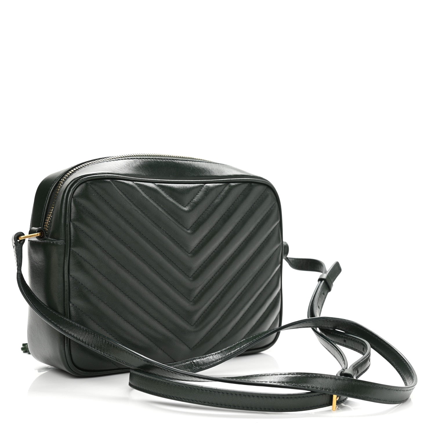 Saint Laurent Calfskin Matelasse Monogram Lou Camera Bag Military Green 3 of 12