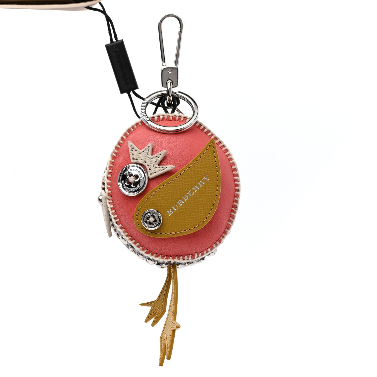 Burberry Calfskin Wool Cashmere Studded Mabel Derek The Bird Bag Charm Deep Claret Multicolor 4 of 6