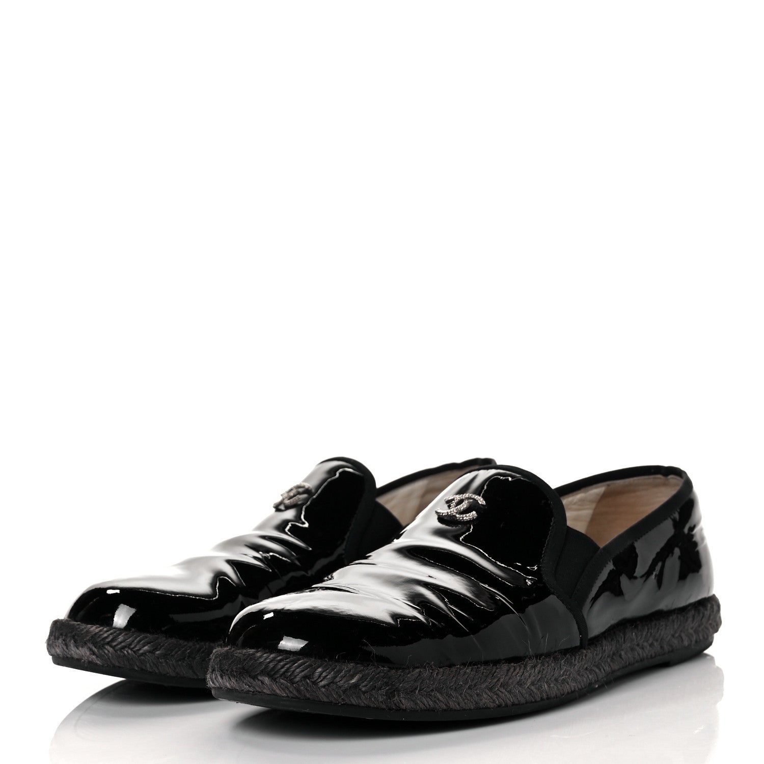 Chanel Patent Calfskin CC Mocassin Loafer Espadrilles 39 Black 3 of 9