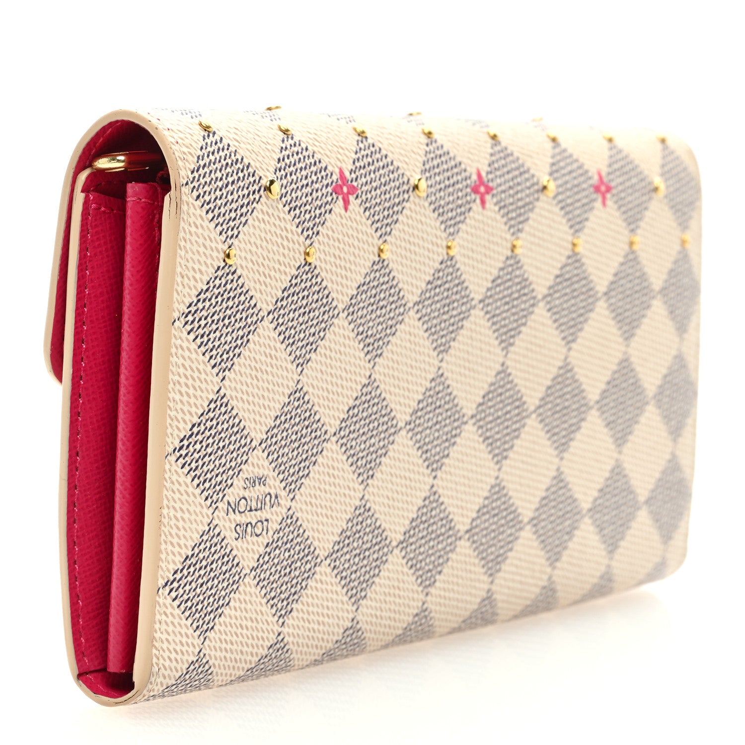 Louis Vuitton Damier Azur Studded Sarah Wallet NM Fuchsia 3 of 6