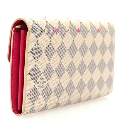 Louis Vuitton Damier Azur Studded Sarah Wallet NM Fuchsia 3 of 6