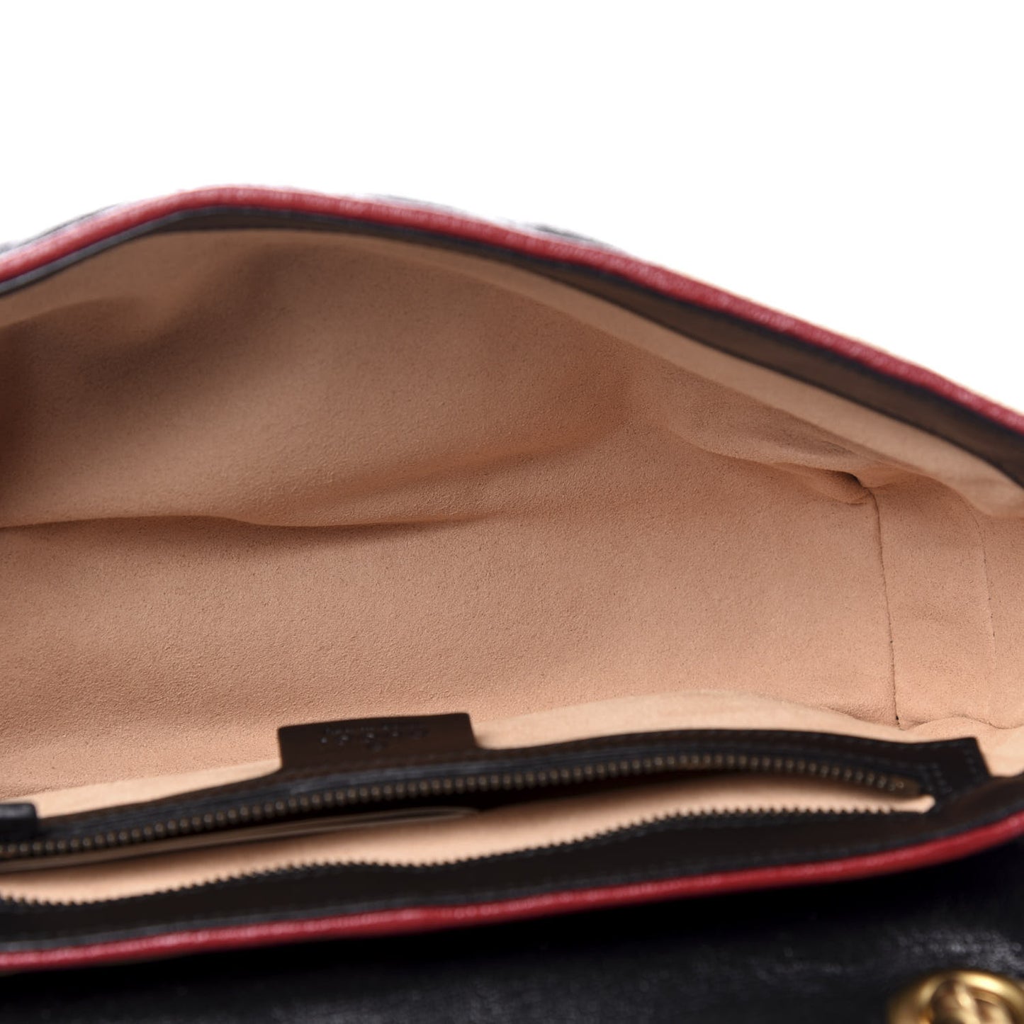 Vintage Effect Calfskin Matelasse Diagonal Striped Small Torchon GG Marmont Shoulder Bag Black Beige