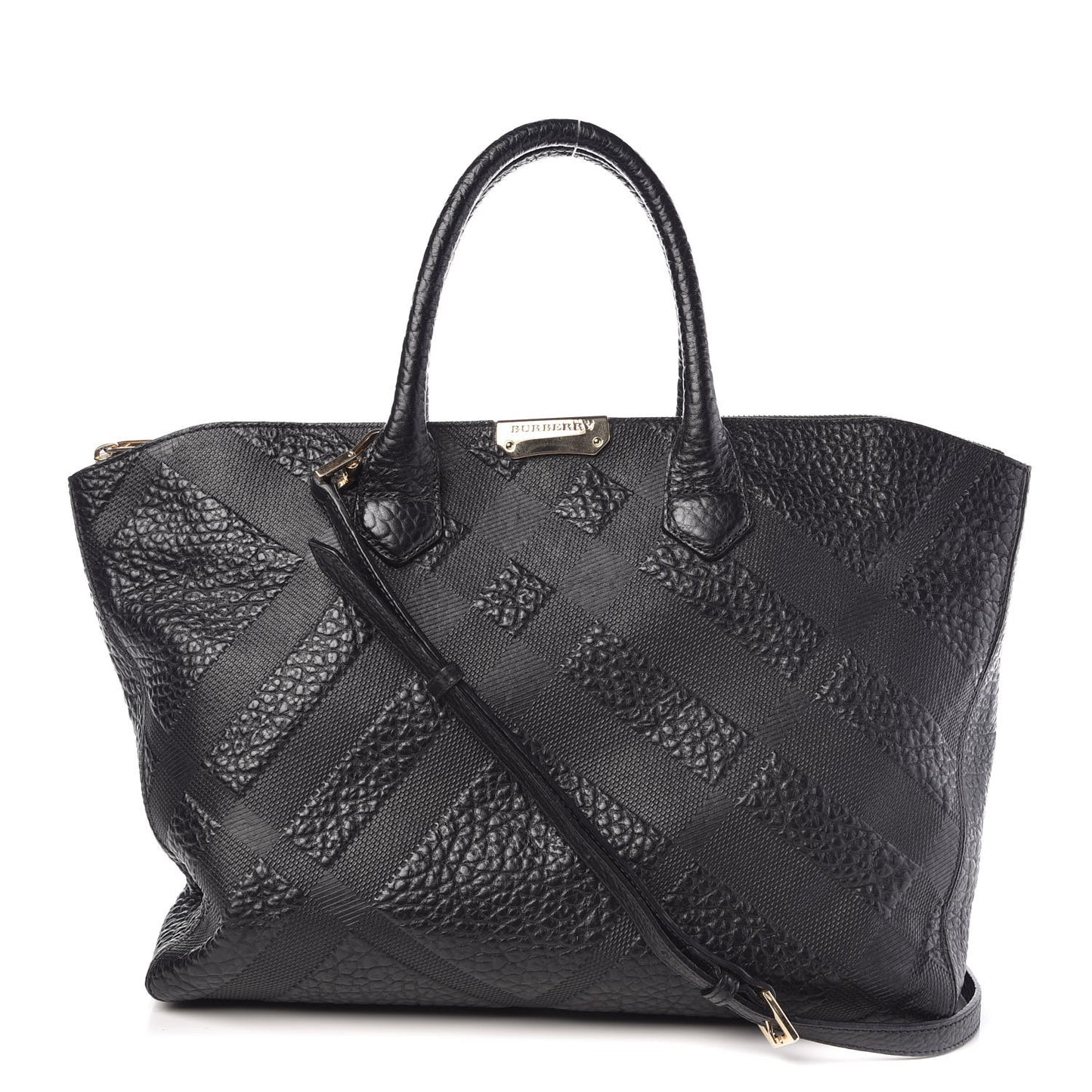 Heritage Grain Check Embossed Medium Dewsbury Tote Black
