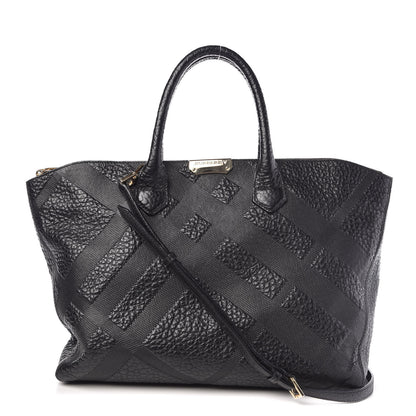 Burberry Heritage Grain Check Embossed Medium Dewsbury Tote Black 1 of 12
