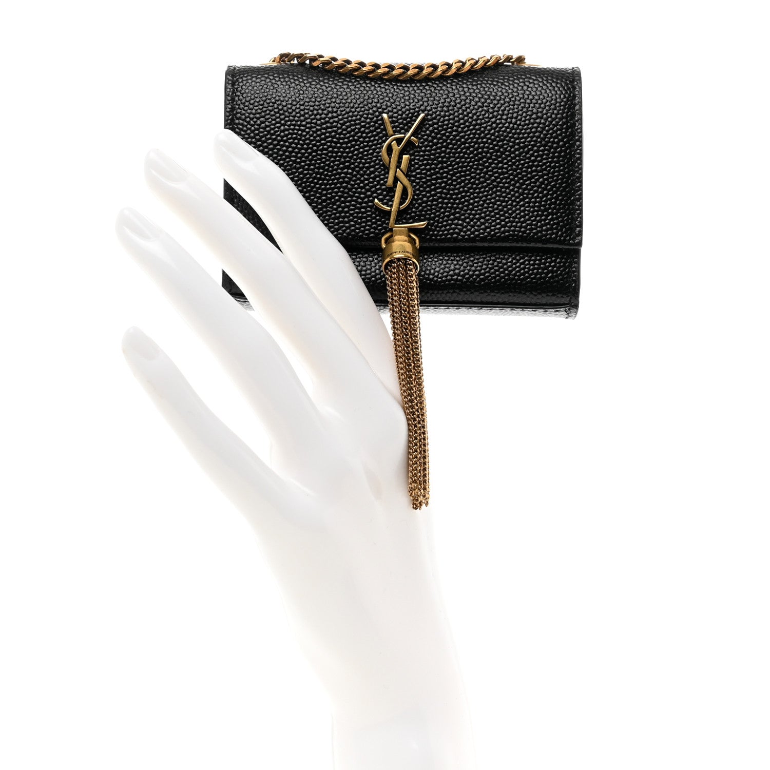 Saint Laurent Grain De Poudre Micro Classic Monogram Kate Tassel Airpods Bag Black 2 of 6
