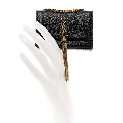 Saint Laurent Grain De Poudre Micro Classic Monogram Kate Tassel Airpods Bag Black 2 of 6
