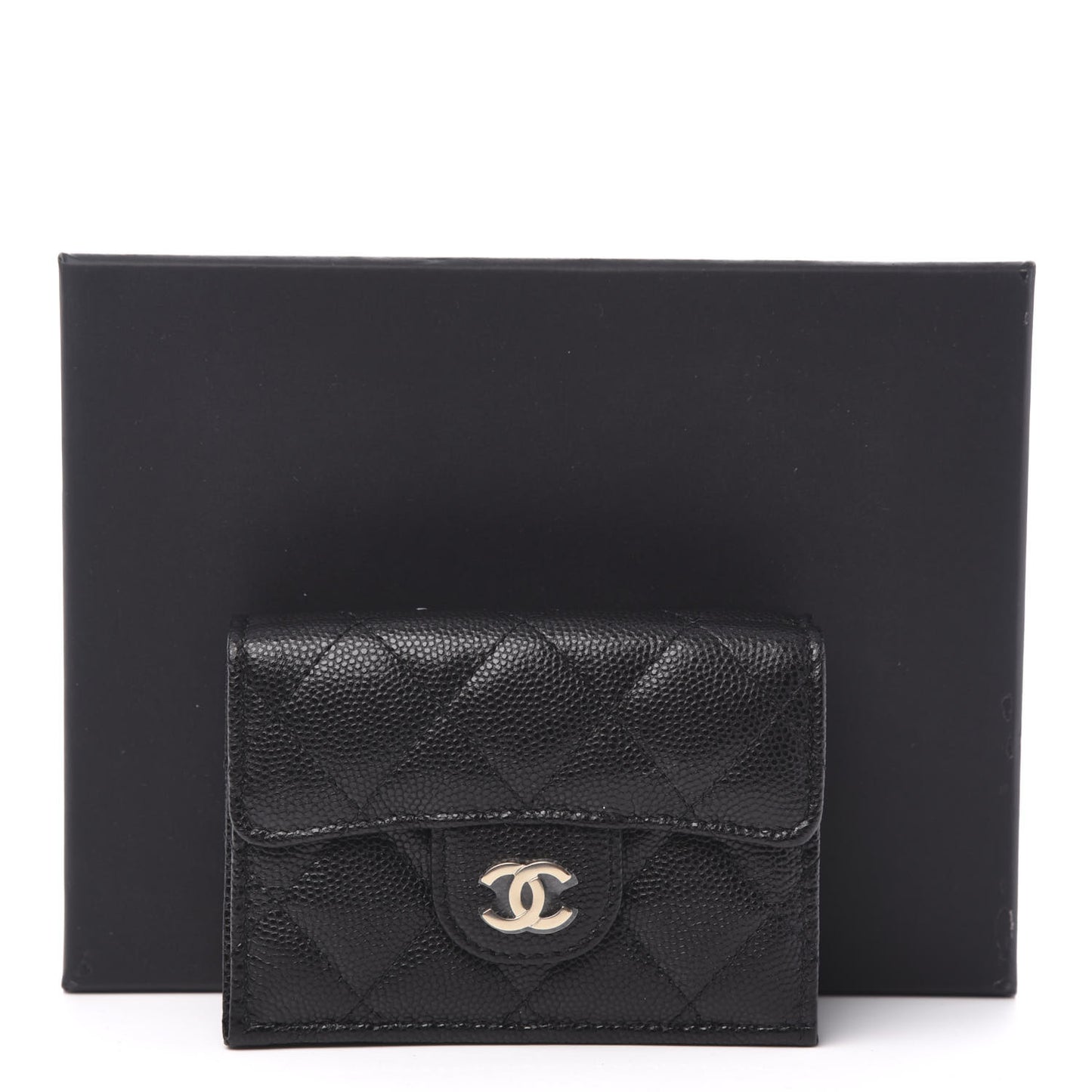 Caviar Quilted Double Flap Wallet Black