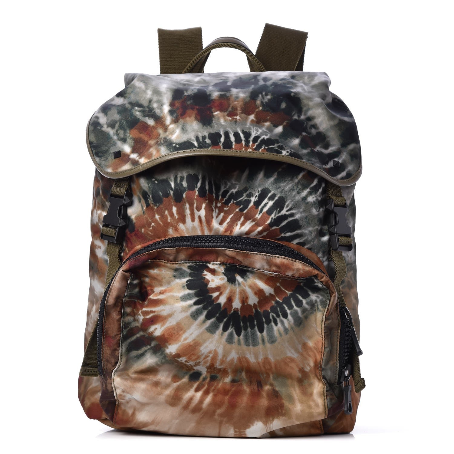 Valentino Garavani Nylon Tie Dye Flap Top Backpack Deep Army Green 1 of 8