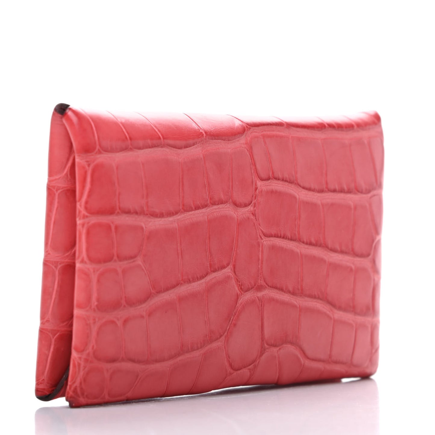 Matte Alligator Calvi Card Case Bougainvillea