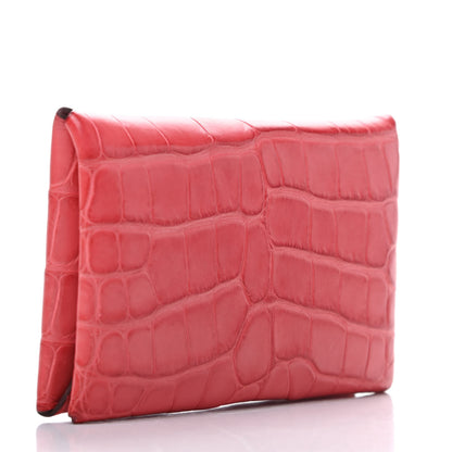 Hermes Matte Alligator Calvi Card Case Bougainvillea 3 of 7