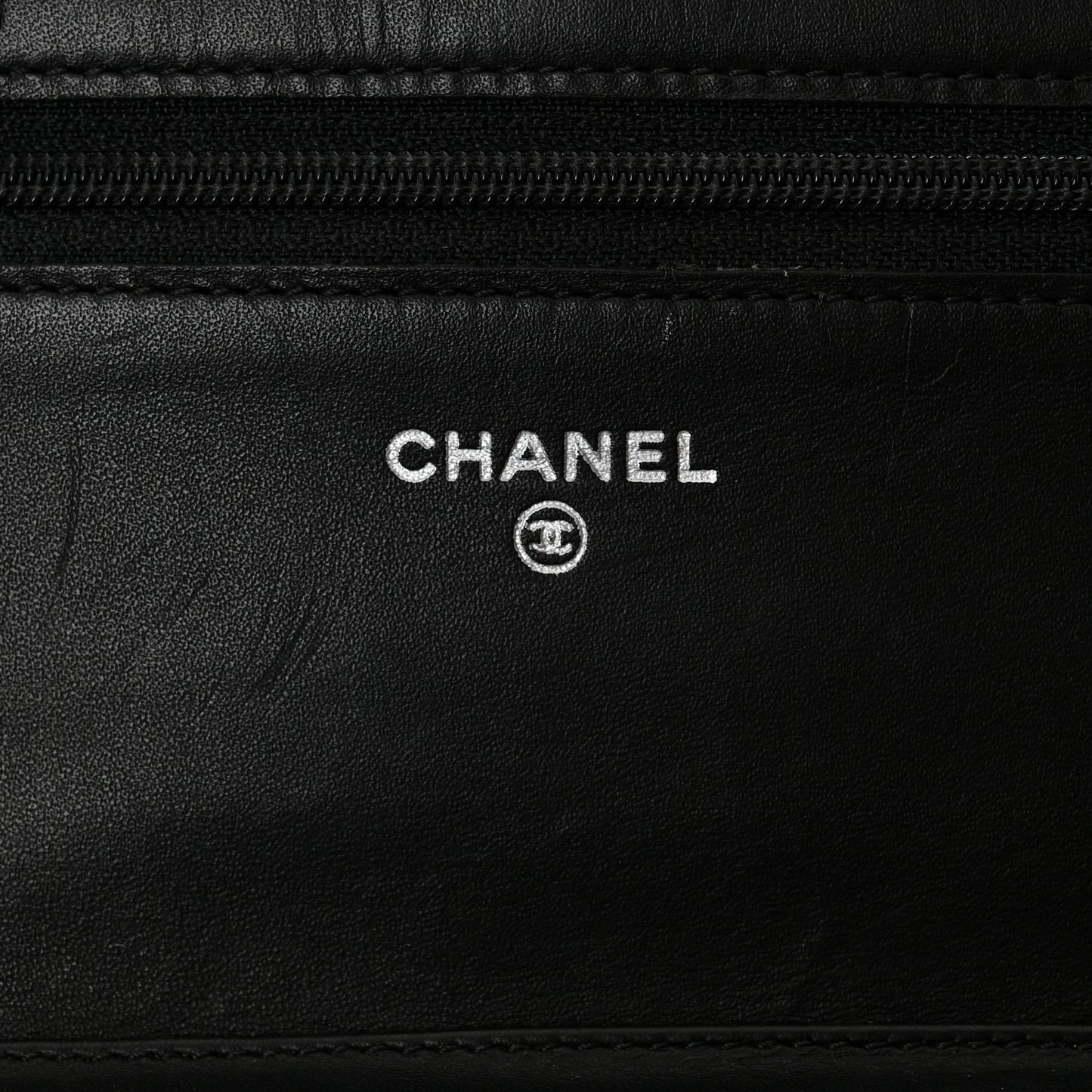 Calfskin Quilted Cambon Wallet on Chain WOC Black