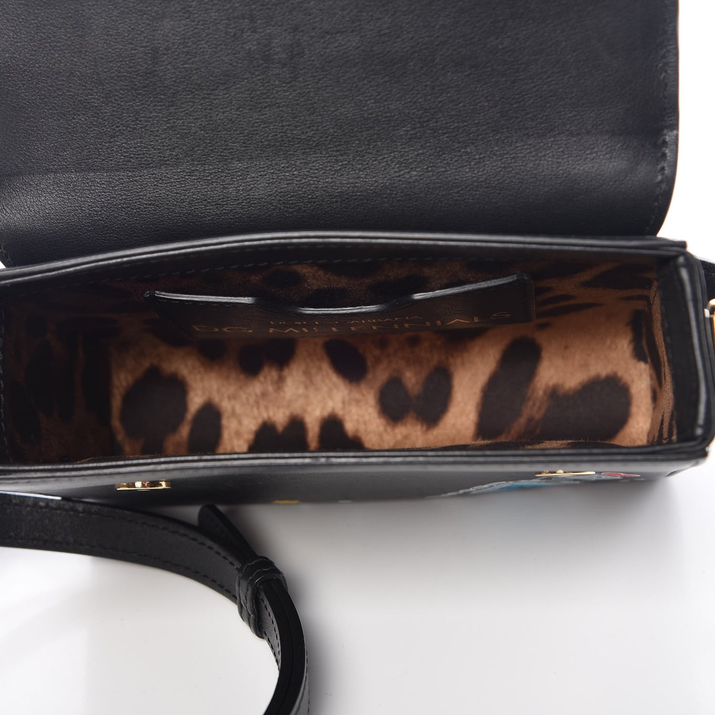 Crystal Embellished Calfkskin Mini Milennials Robot Satchel Black