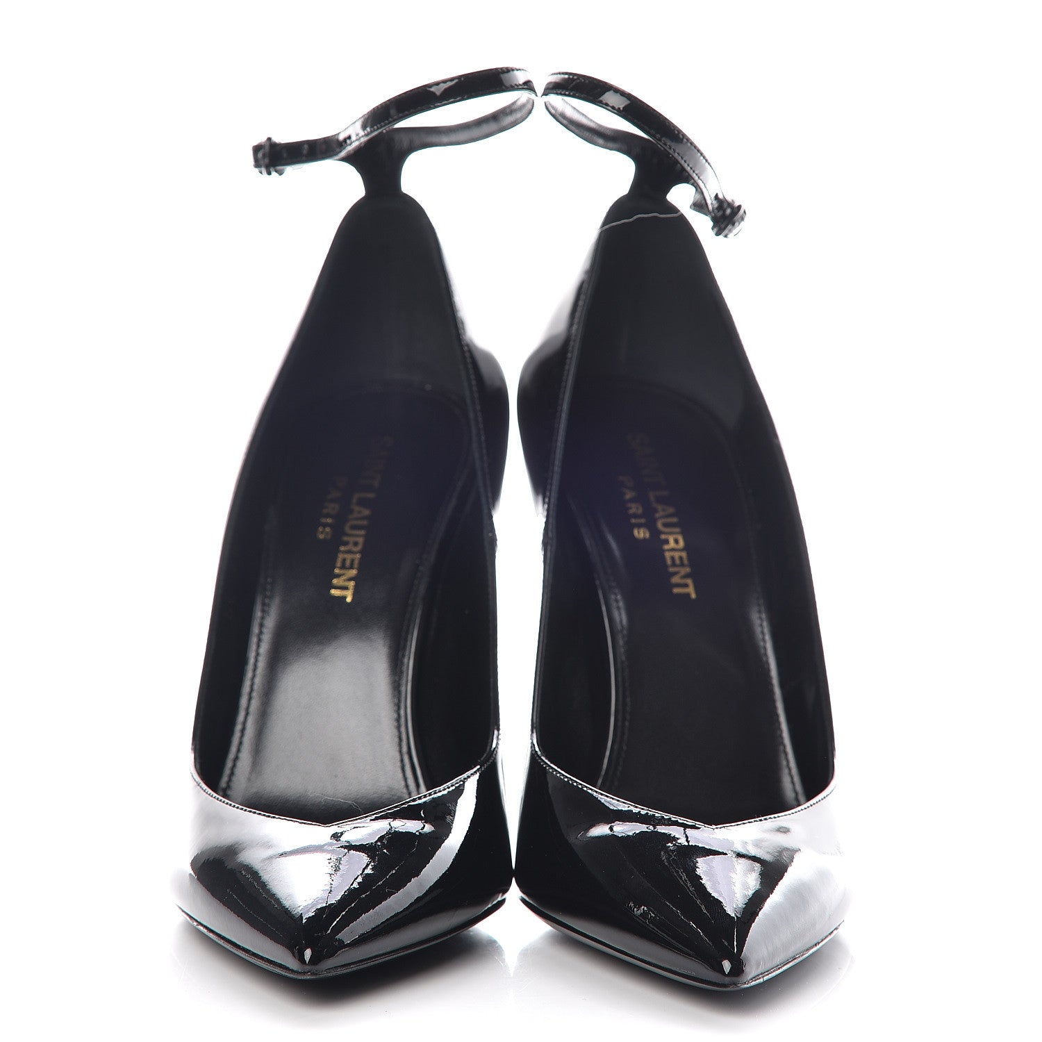Saint Laurent Patent Opyum Appelle Moi Ankle Strap Pump 37 Black 2 of 11