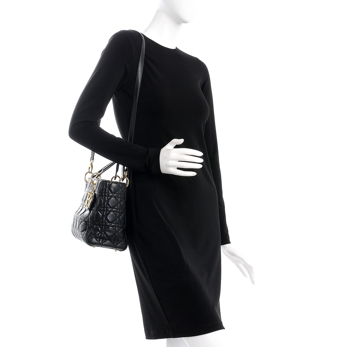 Lambskin Cannage Medium Lady Dior Black