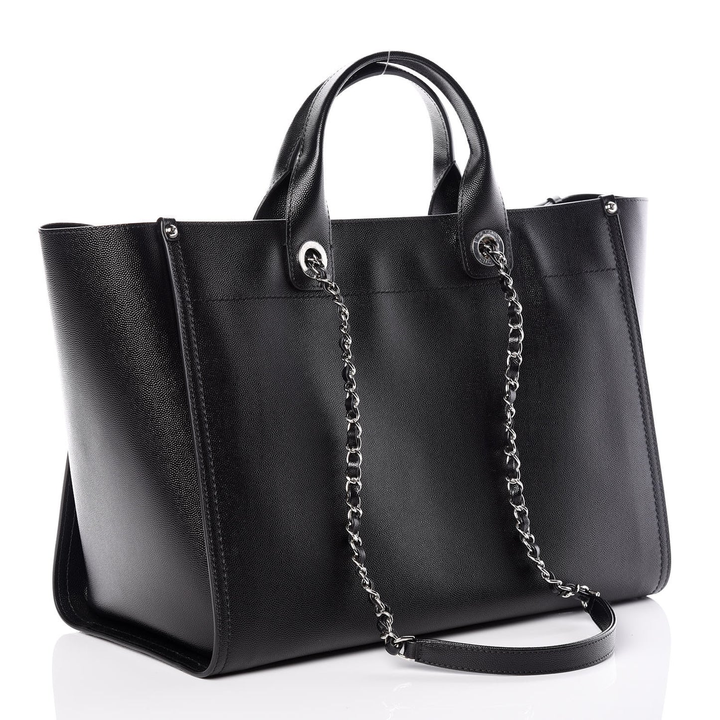Caviar Medium Studded Deauville Tote Black