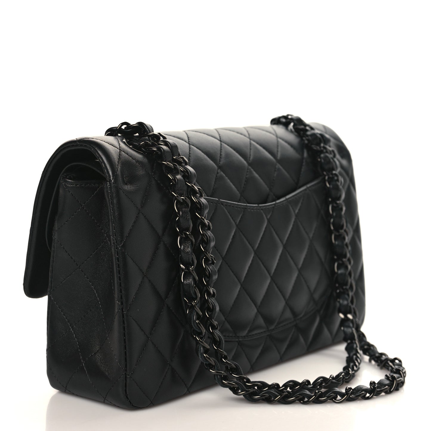 Lambskin Quilted Medium Double Flap So Black