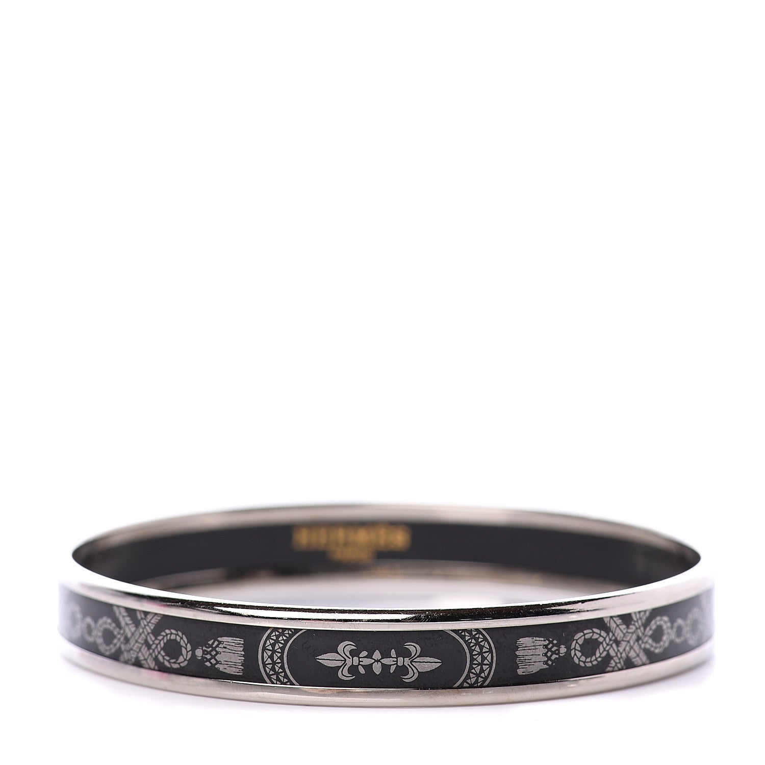 Hermes Enamel Printed Narrow Grand Apparat Bracelet 65 Black 1 of 5