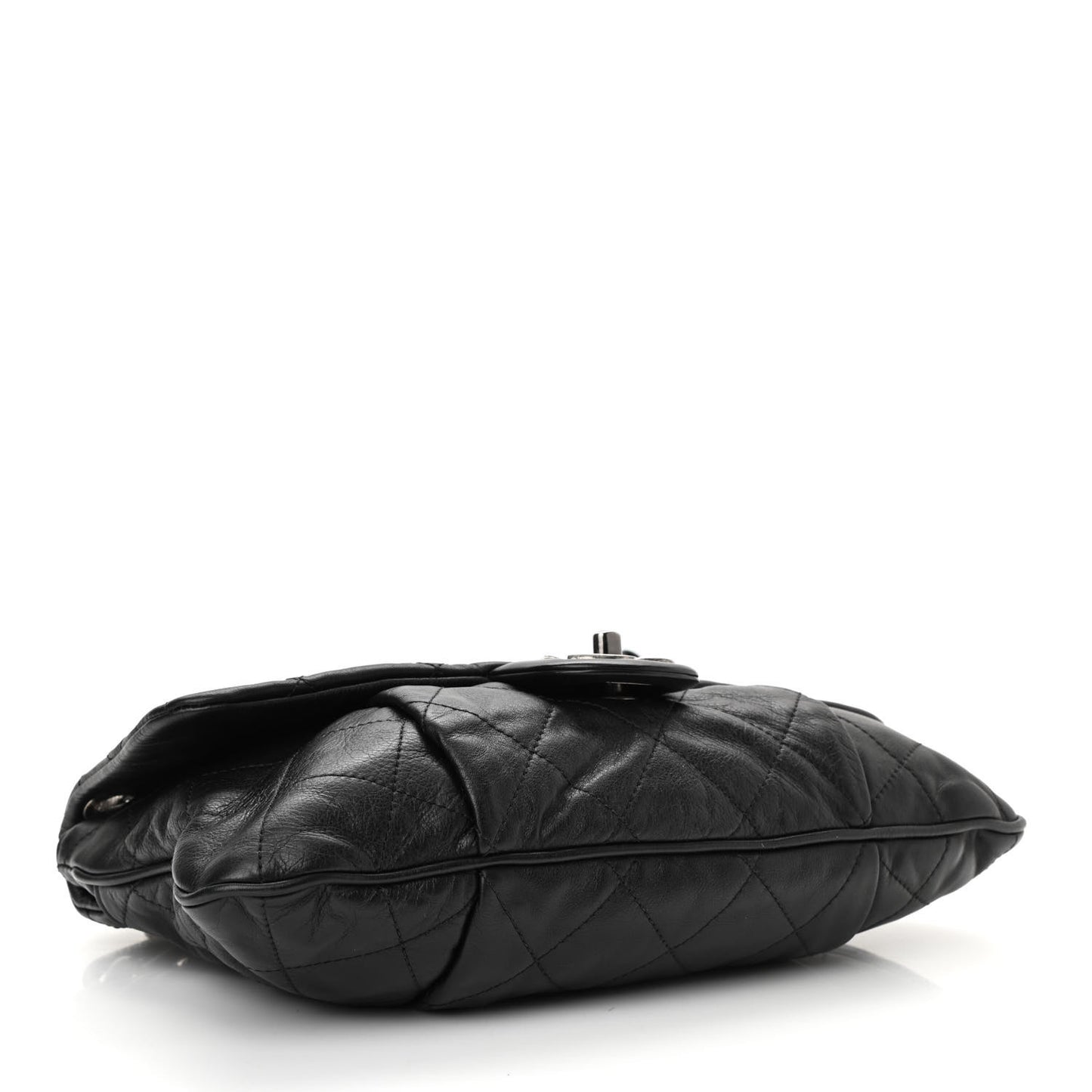 Calfskin Coco Pleats Messenger Flap Black