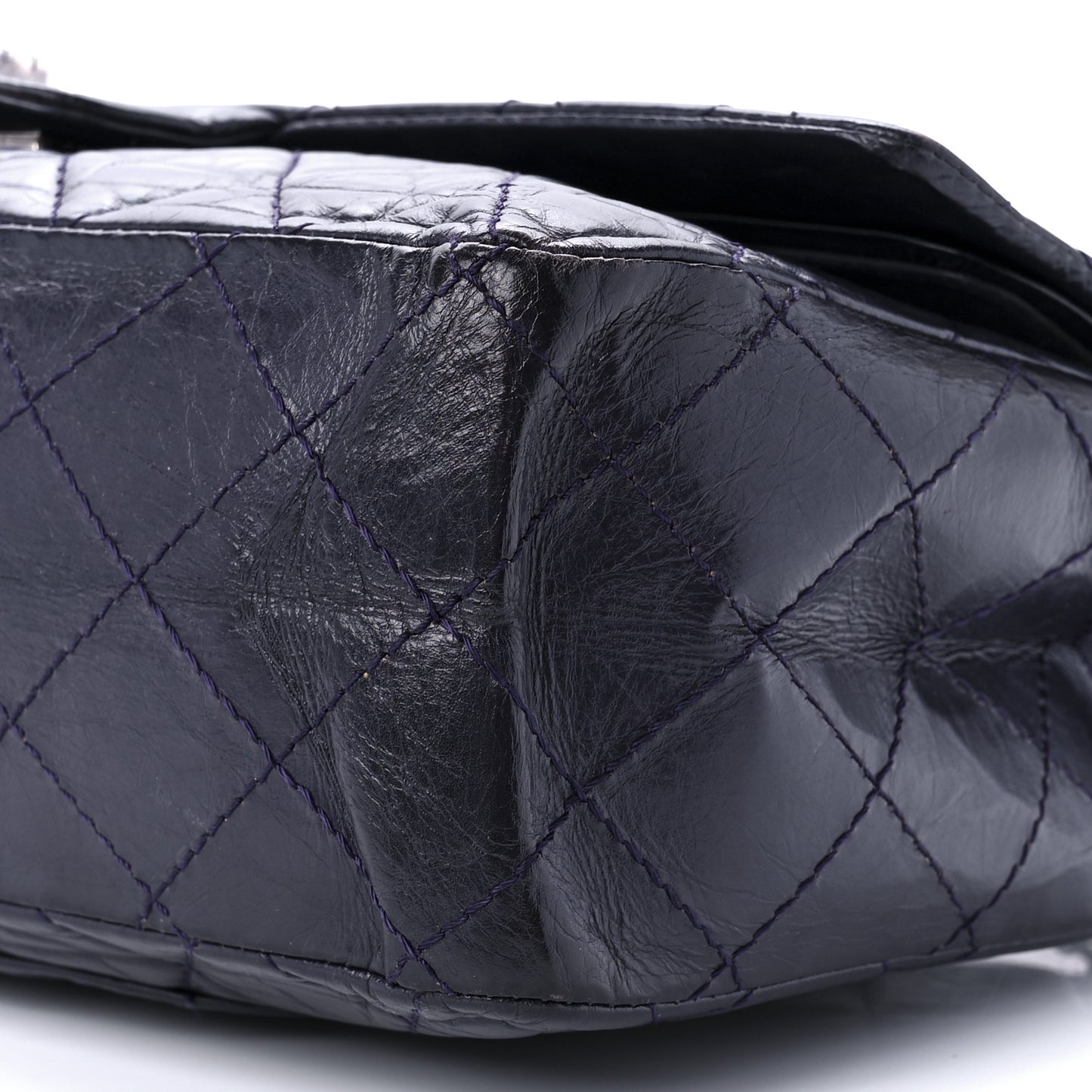 Aged Calfskin Quilted 2.55 Reissue 227 Flap Navy Blue