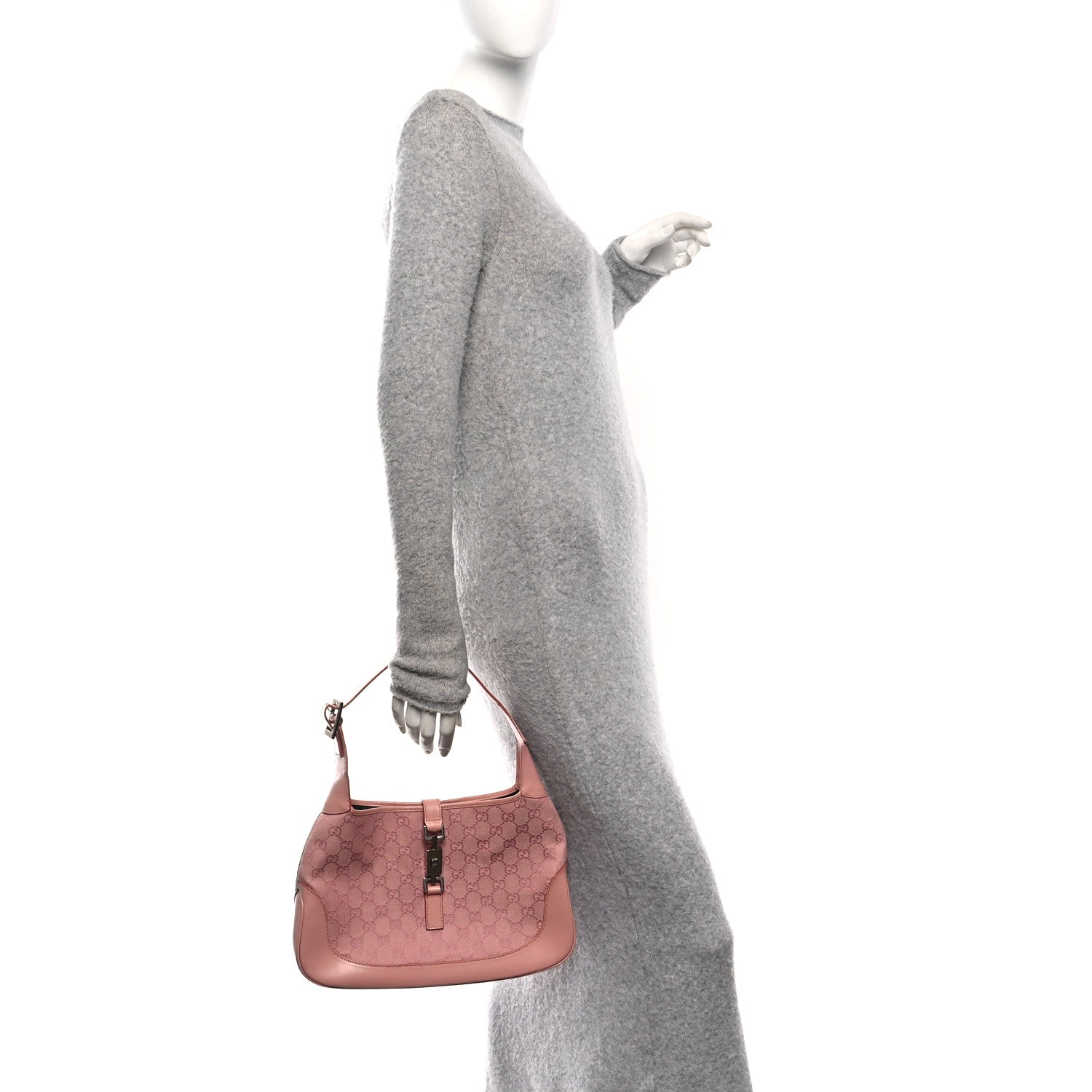 Gucci Monogram Small Jackie O Hobo Pink 2 of 13