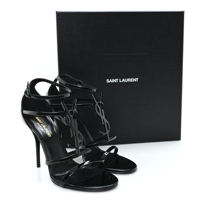 Saint Laurent Patent Cassandra 100 Ankle Strap Sandals 39 Black 10 of 10