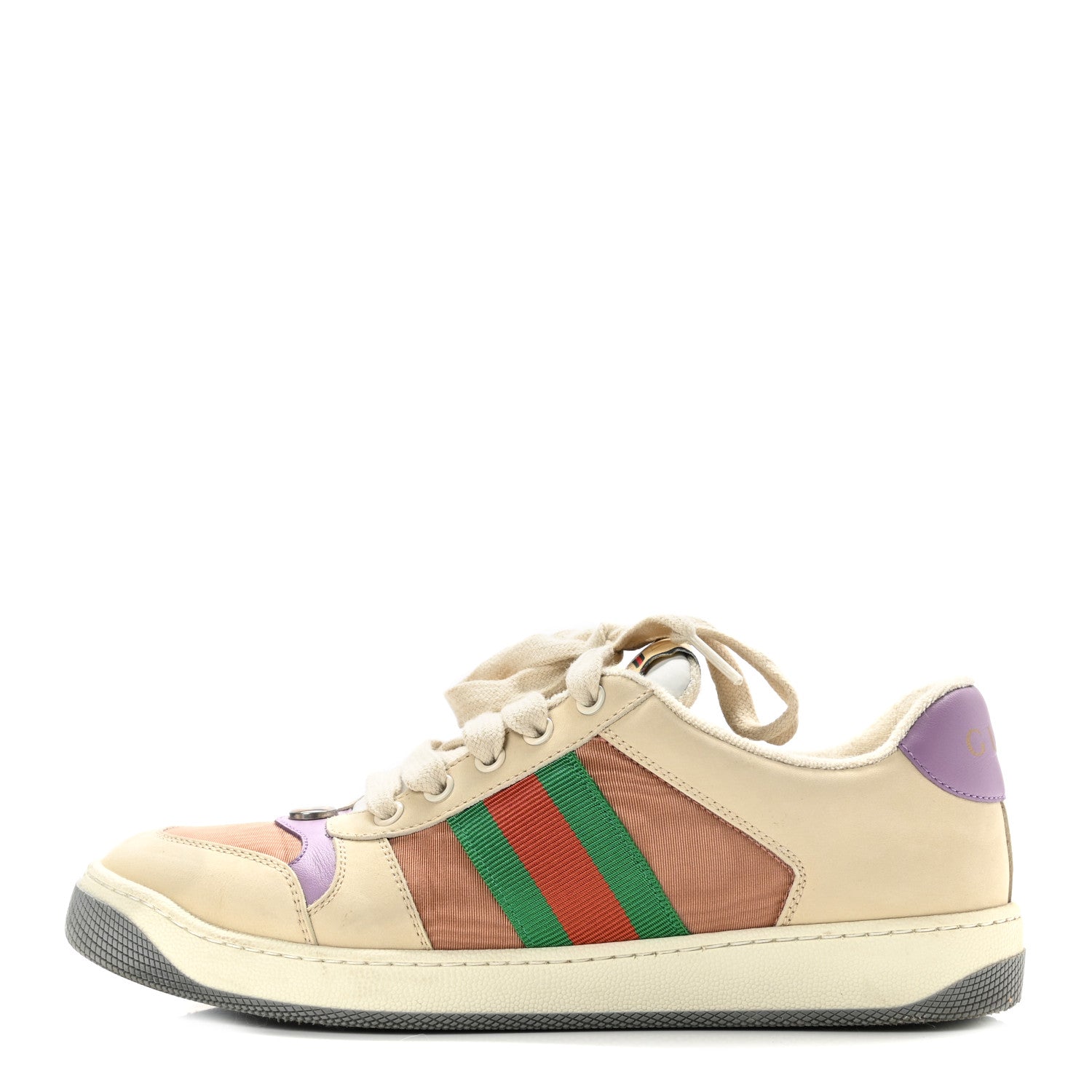 Gucci Moire Fabric Nubuck Web Womens Screener Sneakers 39 Cinnamon Dusty Milk New Lavender 1 of 8