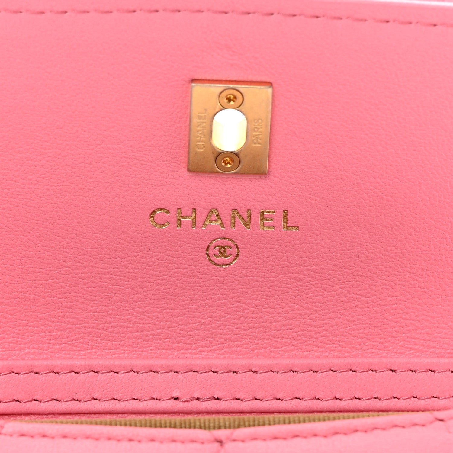 Chanel Lambskin Quilted Pearl Crush Card Holder With Chain Pink 6 of 11