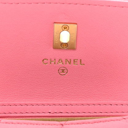 Chanel Lambskin Quilted Pearl Crush Card Holder With Chain Pink 6 of 11