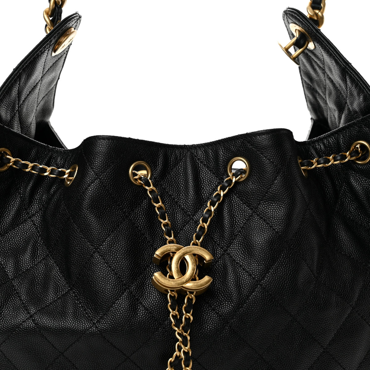 Caviar Quilted Medium Chanel 25 Handbag Black