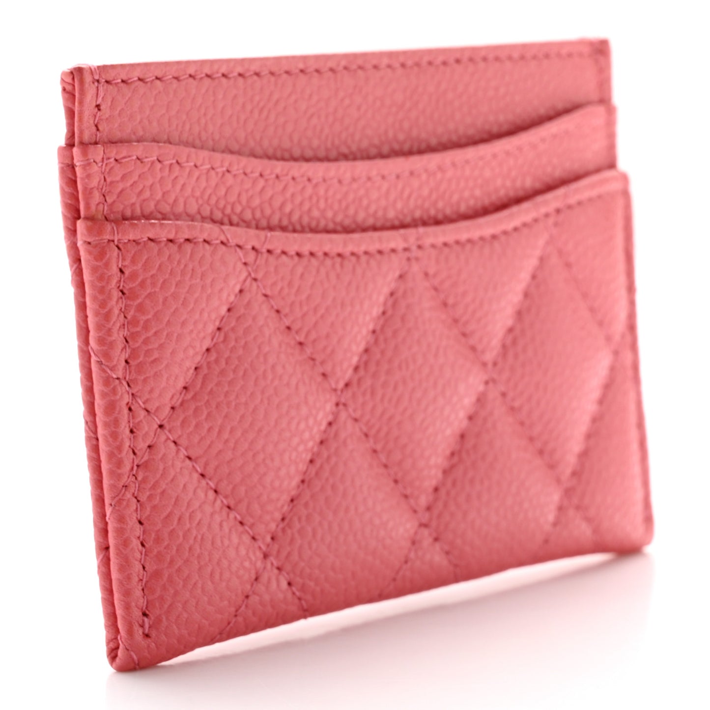Caviar Quilted Card Holder Pink