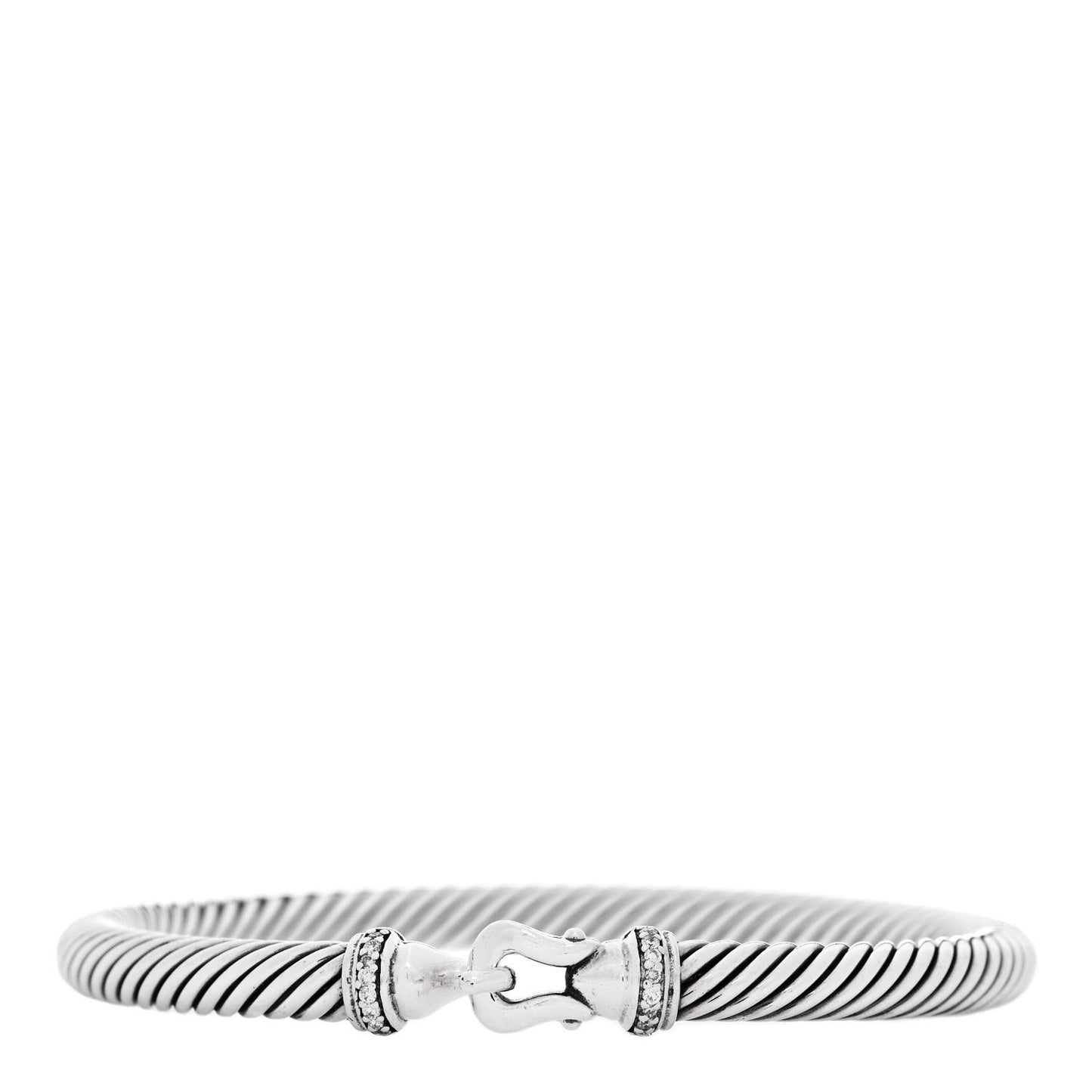 Sterling Silver Diamond 5mm Cable Buckle Bracelet