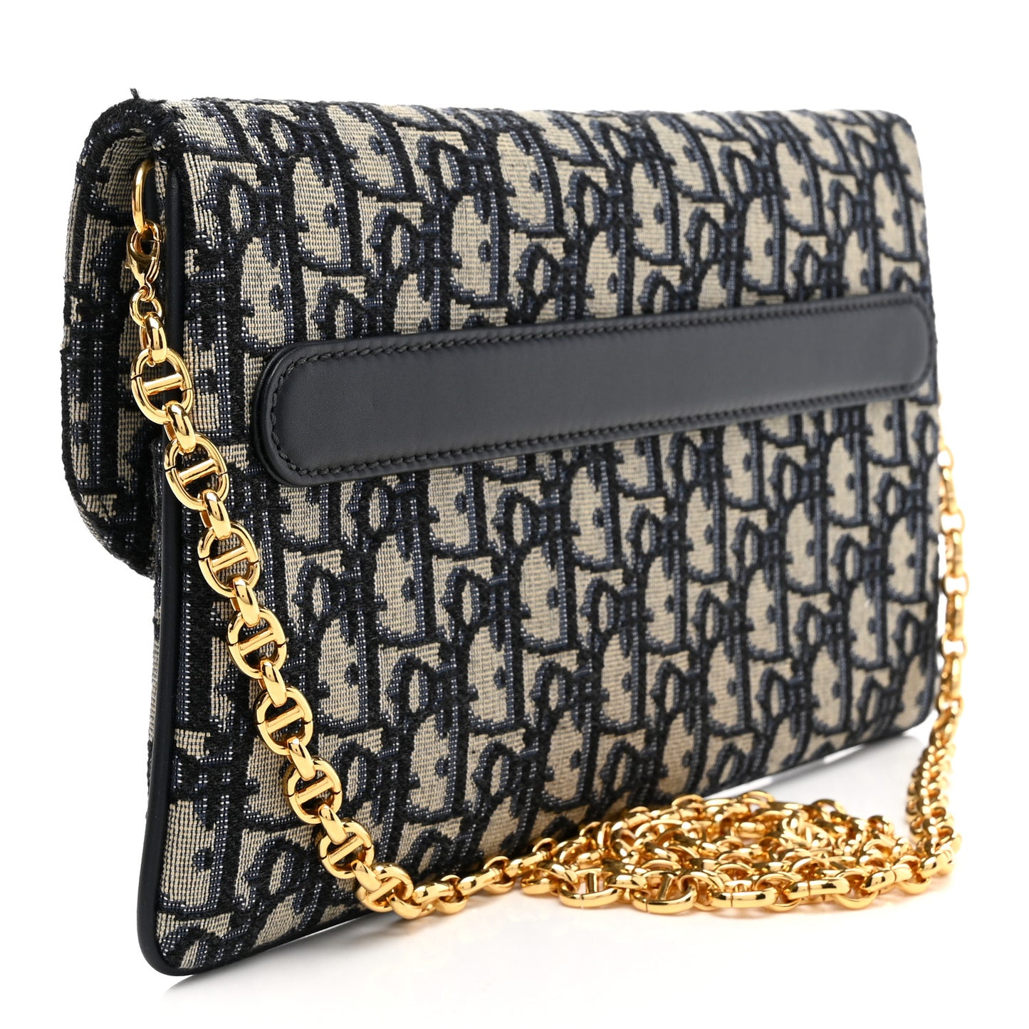 Oblique Medium Diordouble Chain Bag Blue