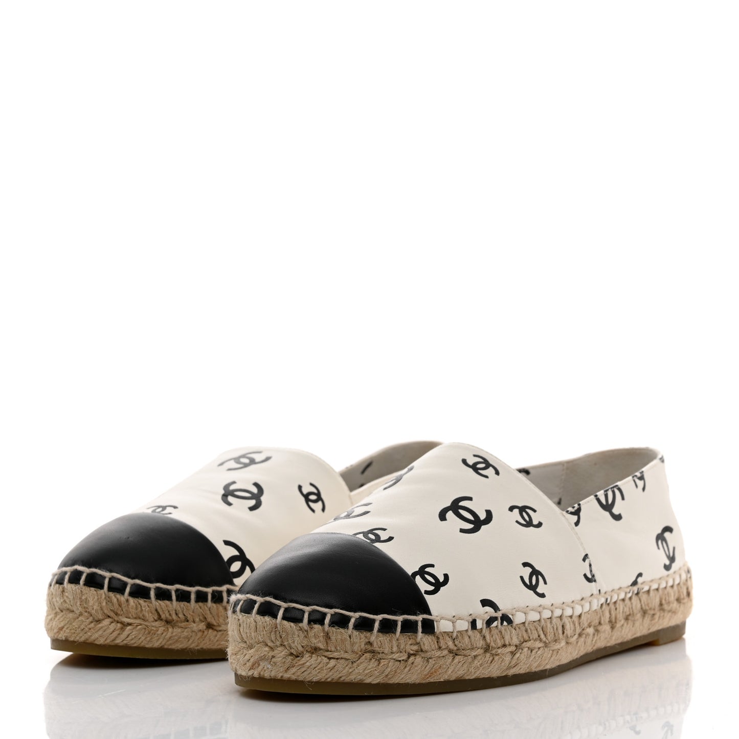 Lambskin Printed Coco Beach Espadrilles 40 White Black