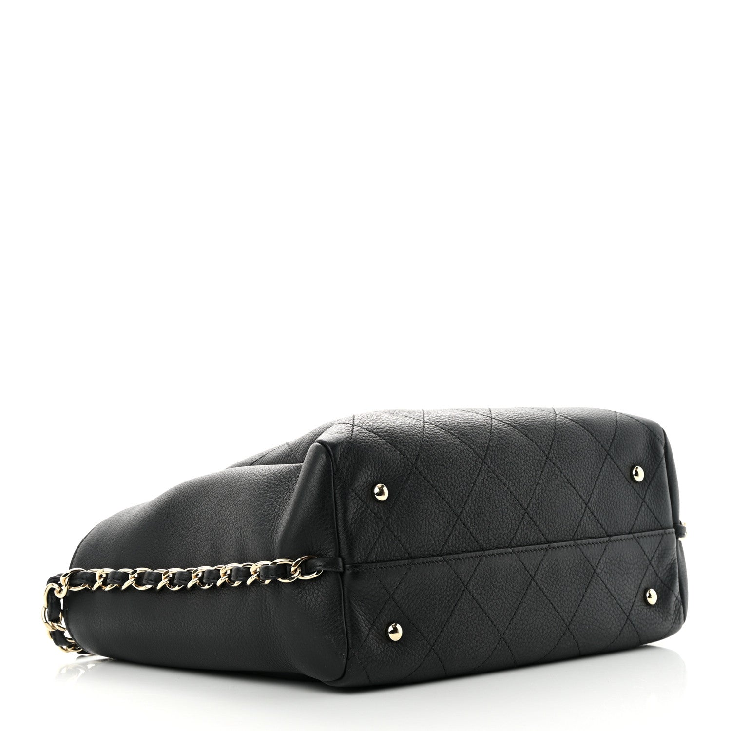 Chanel Bullskin Stitched Small Shopping Tote Black 4 of 10