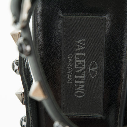 Valentino Garavani Pebbled Calfskin Onyx Rockstud Rolling Ankle Strap 100mm Pumps 35 Black 7 of 7