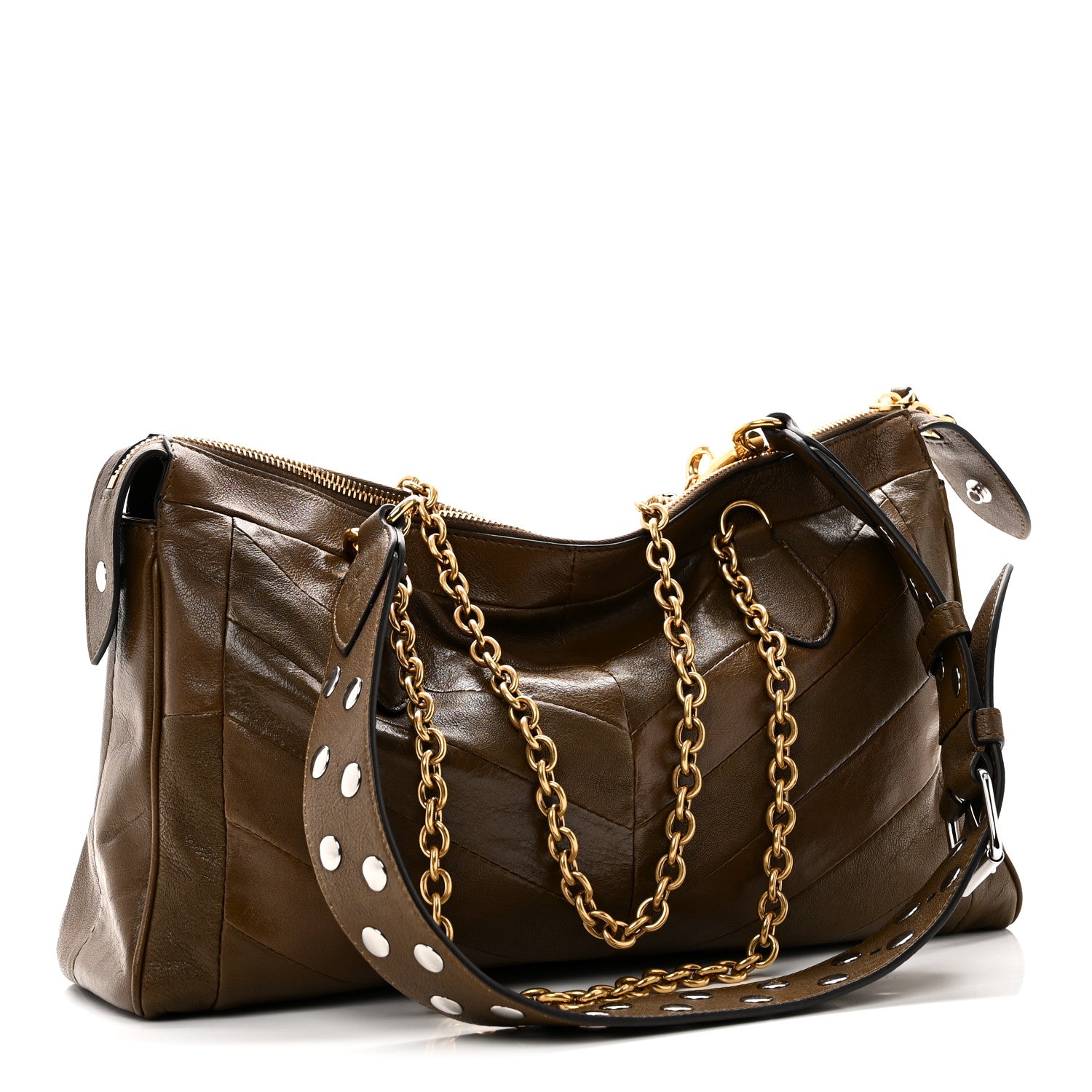 Valentino Garavani Shiny Nappa Crystal Chevron Patchwork Medium Panthea Bag Tundra 3 of 9