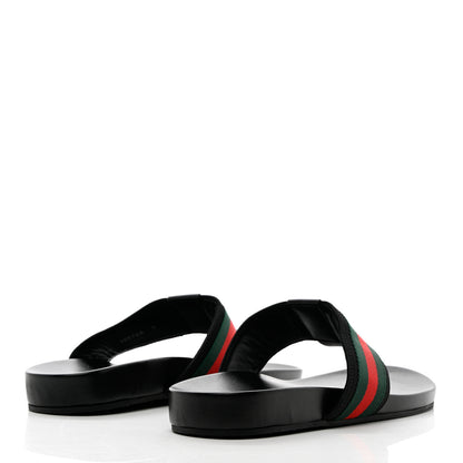 Gucci Nylon Calfskin Web Mens Thong Sandals 9 Green Red Black 4 of 15