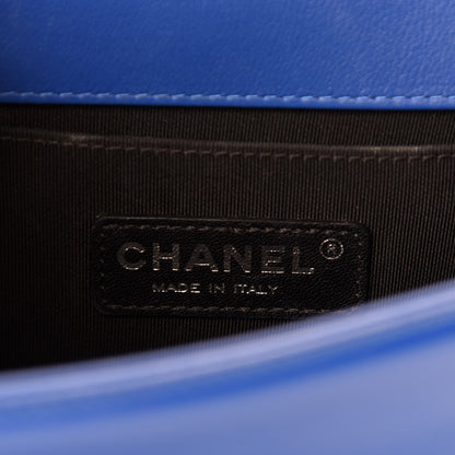 Chanel Patent Calfskin Quilted Small Plexiglass Boy Flap Blue 9 of 11