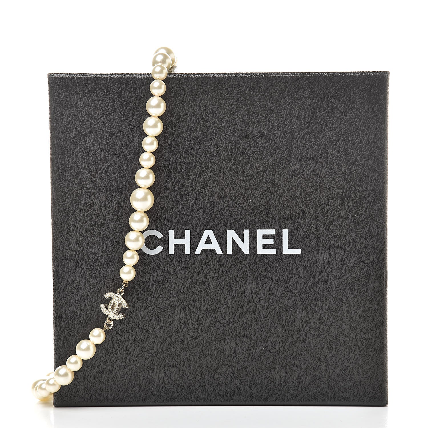 Chanel Graduated Pearl Crystal CC Necklace Gold 5 of 5