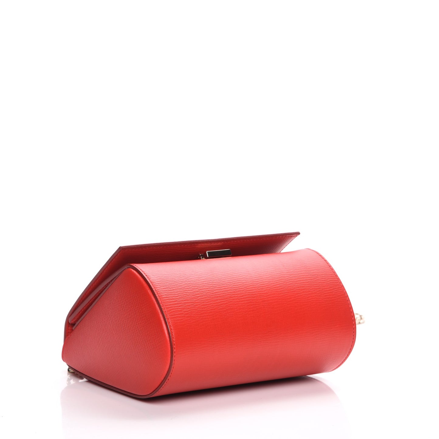 Textured Calfskin Mini Pandora Box Chain Crossbody Bag Medium Red