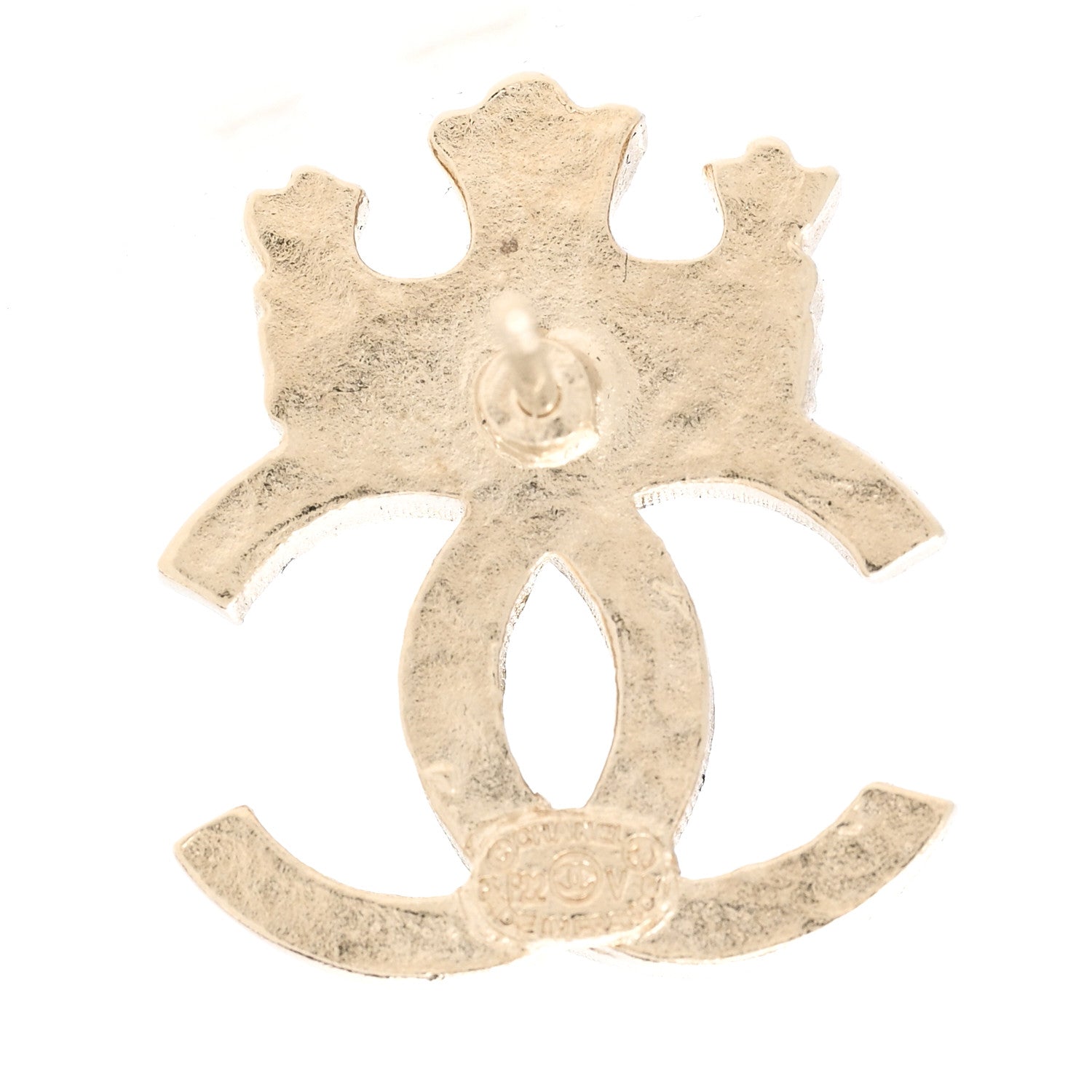 Chanel Crystal CC Crown Earrings Gold 4 of 5