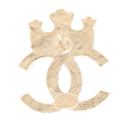 Chanel Crystal CC Crown Earrings Gold 4 of 5